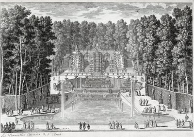 As novas cachoeiras nos jardins de St Cloud (por Ours) - por Perelle, finais do século XVII de Gabriel Perelle
