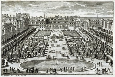 Vista do Parc du Palais Royal em Paris. Gravura de Perelle, final do século XVII. de Gabriel Perelle