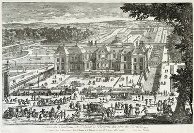 Vista do castelo de Vaux Le Visomte (Vaux-Le-Vicomte) do lado da entrada (jardins de Le nosso) - por Perelle, finais do século XVII de Gabriel Perelle