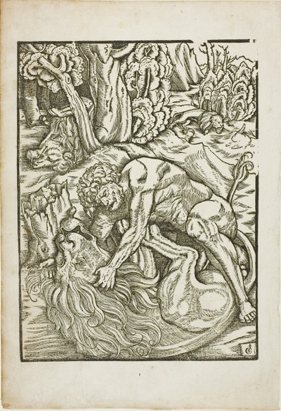 Hércules Estrangulando o Leão Nemean, dos Trabalhos de Hércules de Gabriel Salmon