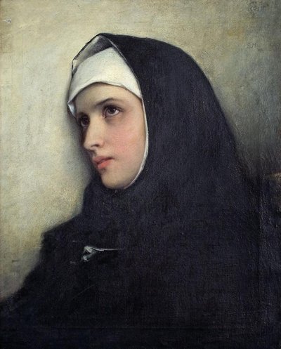 Gabriel von Max - Retrato de uma freira de Gabriel von Max