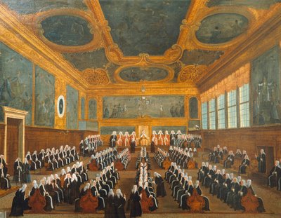 Conselho de Pregadi, de Gabriel Bella (1730-1799), óleo sobre tela, 96x149 cm de Gabriele Bella
