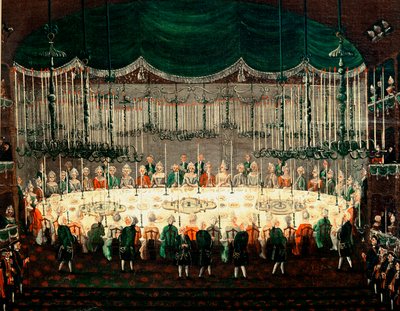 Recepção em honra dos príncipes do Pormenor do Norte representando o banquete dos embaixadores. Pintura de Gabriel Bella (1730-1799) Veneza do século XVIII, Galleria Fondazione Querini Stampalia de Gabriele Bella
