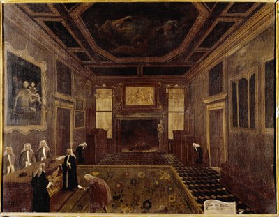 O Salão do Conselho dos Dez no Palácio Doge (Veneza, Sala dei Tre Capi del Consiglio dei Dieci) - Pintura de Gabriele Bella (ca. 1730-1799). Veneza, Fundação Querini Stampalia de Gabriele Bella