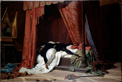 Morte do duque de Florence Alessandro de Medici morto por Lorenzino de Medici (óleo sobre tela, c.1865) de Gabriele Castagnola