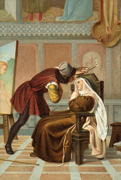 Filippo Lippi e a freira Buti (cor litho) de Gabriele Castagnola