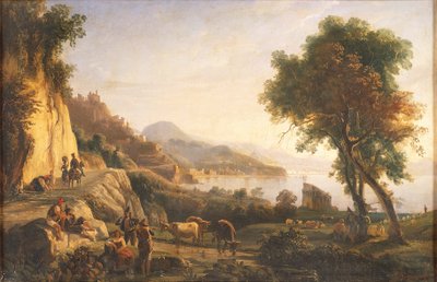 Itália, Estrada para Amalfi perto da Torre Cetara (óleo sobre tela) de Gabriele Smargiassi