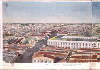 Panorama de Moscou, representando a antiga praça do mercado e Bolsa de Valores em Gostiny Dvor, 1819 (wc no papel) (ver 170139-170146) de Gadolle