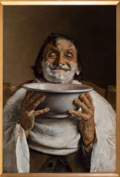Homem na barbearia (óleo sobre tela) de Gaetano Bellei