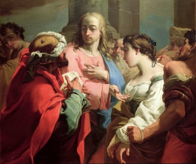 Cristo e a mulher apanhada em adultério (óleo sobre tela) de Gaetano Gandolfi