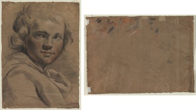 Cabeça de um jovem (reto) Esboço de uma cabeça (verso) de Gaetano Gandolfi