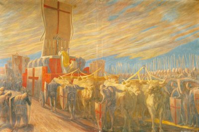 A Batalha de Legnano: Oração antes da batalha em de de Gaetano Previati