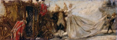 Deixando a igreja, por Gaetano Previati de Gaetano Previati