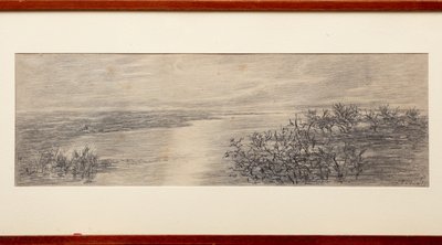 O Ramo do Lago de Como (lápis sobre papel) de Gaetano Previati