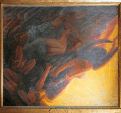 A Queda dos Anjos, painel central do tríptico, 1913, de Gaetano Previati