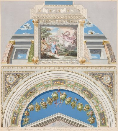 A moldura e o campo abobadado com Deus aparecem para Isaque. 1774 de Gaetano Savorelli