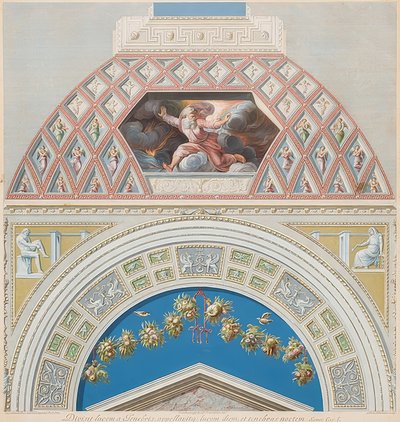 A moldura e o campo abobadado com Deus separam a luz e as trevas. 1774 de Gaetano Savorelli