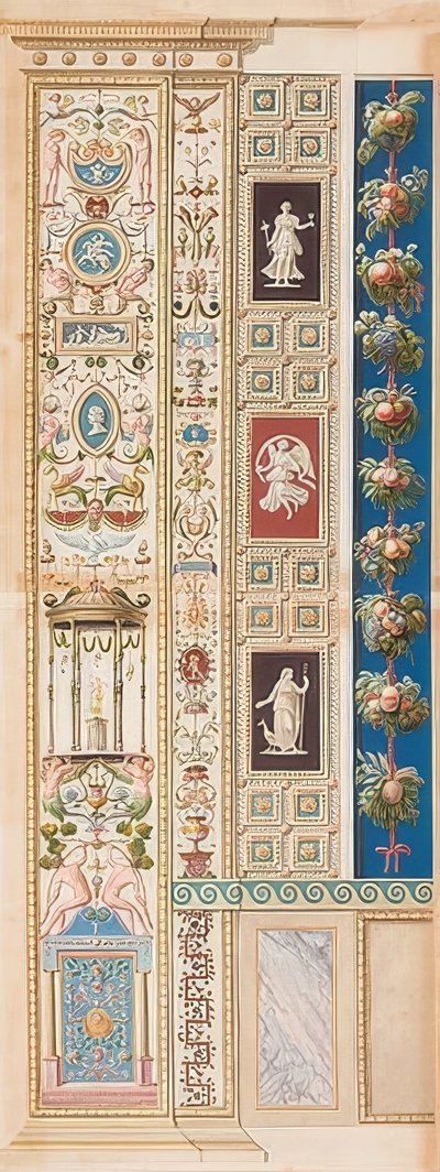 Pilaster Loggia XIII (decoração com um templo de Diana no meio) de Gaetano Savorelli