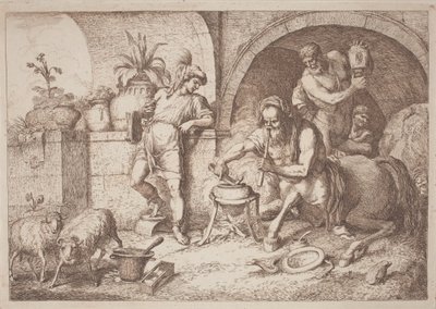 Quíron ensina magia a Aquiles de Gaetano Zompini, after Giovanni Benedetto Castiglione