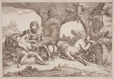 Quíron ensina música a Aquiles de Gaetano Zompini, after Giovanni Benedetto Castiglione
