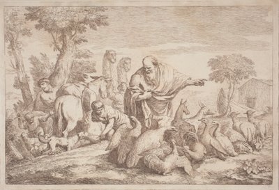 Noé levando os animais para a arca de Gaetano Zompini, after Giovanni Benedetto Castiglione