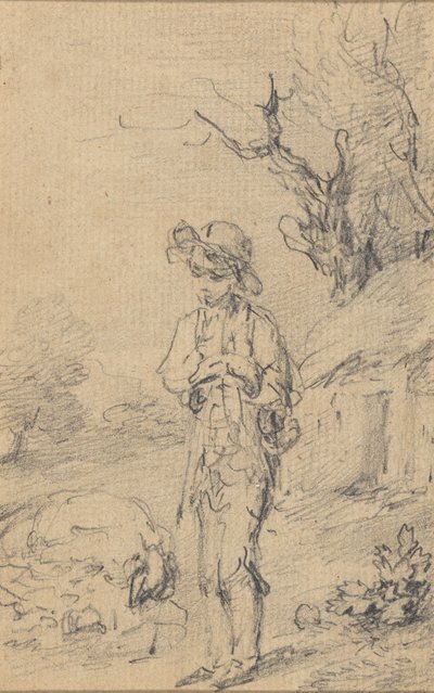 Rapaz de pé junto a uma cabana de Gainsborough Dupont