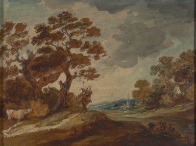 Paisagem: Vaca em primeiro plano à esquerda de Gainsborough Dupont