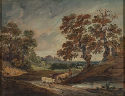Paisagem: três vacas ao centro, em primeiro plano de Gainsborough Dupont