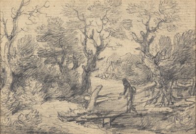 Paisagem com figura numa ponte pedonal de Gainsborough Dupont