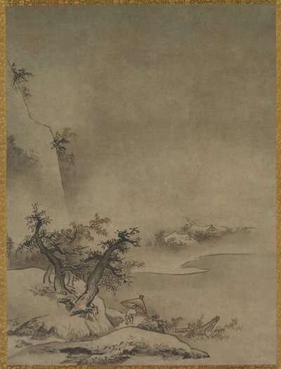 Servo chinês andando na chuva, 1500. de Gakuo Zokyu