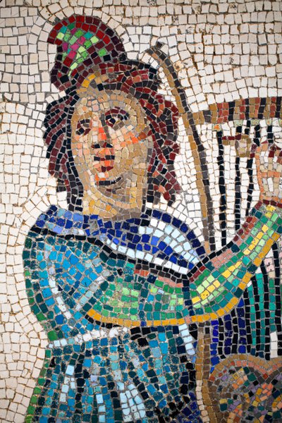 Mosaico romano representando Orfeu a tocar a lira de Gallo-Roman
