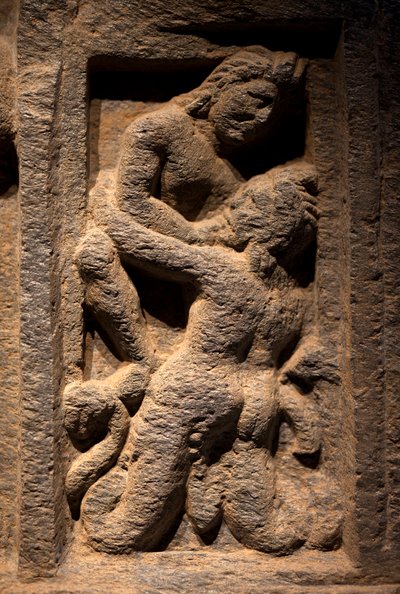 Tritão. Baixo relevo esculpido, arte de Gandhara (Paquistão), século 2-3. Museu Nacional da Coréia, Seul (Coréia do Sul). de Gandhara School