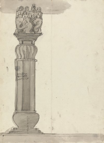 Desenho de uma Coluna de Ekvera de Gangaram Chintaman Tambat
