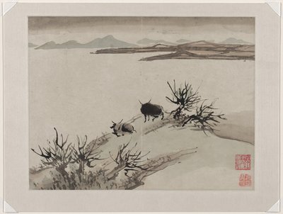 Pintura a dedo, de um álbum de dez de Gao Qipei