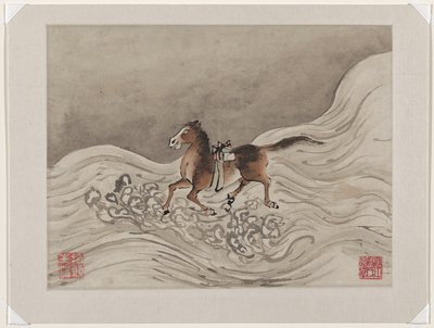 Pintura a dedo, de um álbum de dez de Gao Qipei