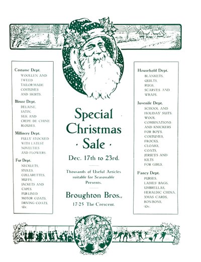 Anúncio para Broughton Bros. - Venda especial de Natal de 1917 de Garratt and Atkinson
