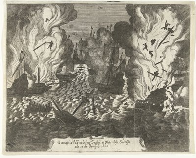 Batalha de Lowestoft, 1665 Batalha Naval entre ingleses e holandeses sucessiva em 13 de junho de 1665 (título no objeto) de Gaspar Bouttats (attributed to)