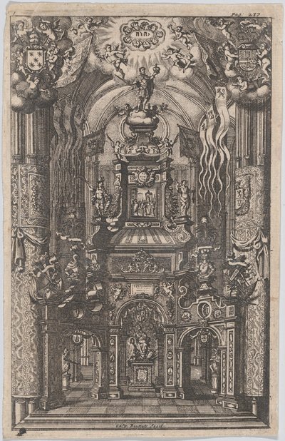 Catafalque para Ferdinand, de um livro não identificado, ca. 1660-95. de Gaspar Bouttats