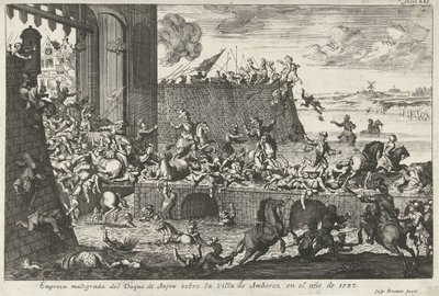 De Franse Furie te Antwerpen, 1583 Empresa falida do Duque de Anjou na cidade de Amberez no ano de 1583 (título no objeto) de Gaspar Bouttats