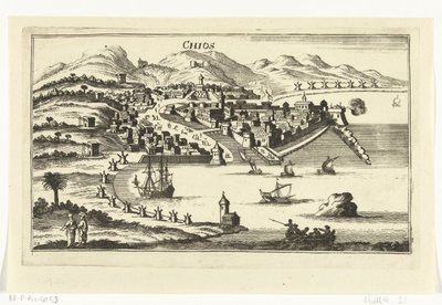 Vista de Chios
Imagens topográficas de portos, cidades e ilhas mediterrânicas (título da série) de Gaspar Bouttats