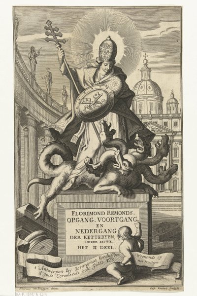 O catolicismo supera a heresia
Ascensão, progresso e queda das heresias dos séculos. (título sobre o objecto) de Gaspar Bouttats