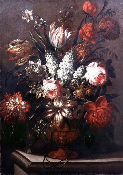 Natureza Morta de Tulipas, Peônias, Narcisos e Outras Flores (óleo sobre tela) de Gaspar Pieter II Verbruggen