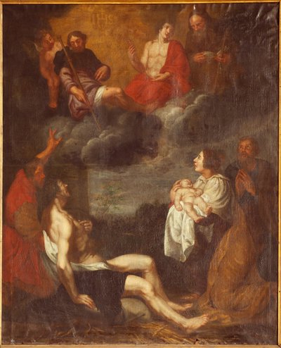 Igreja paroquial (Sint-Pieterskerk). Interior. Corredor Sul. O altar. A pintura. O nascimento de Cristo. Attr. a G De Craeyer. Século XVII. (pintura) de Gaspar De Crayer