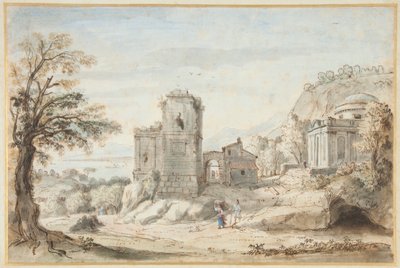 Paisagem com ruínas e um templo, 1716 de Gaspar van Wittel
