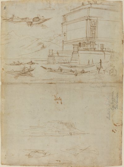 Estudos do Lago Maggiore e da Entrada de um Palazzo de Gaspar van Wittel