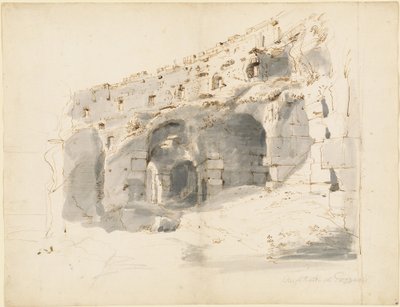 As ruínas de um anfiteatro antigo de Gaspar van Wittel