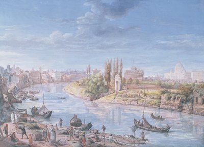 Vista de Roma com São Pedro e Castel Sant &39;Angelo à distância, 1685 de Gaspar van Wittel