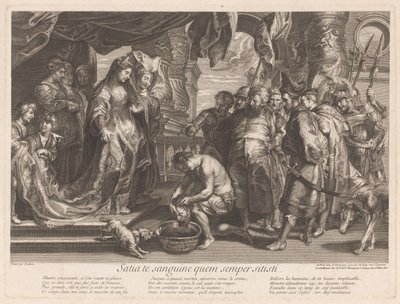 Thomiris mergulha a cabeça de Cyrus numa tigela de sangue de Gaspard Duchange (attributed to)