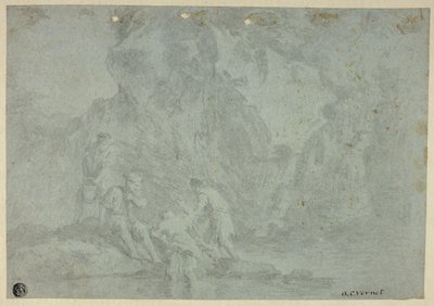 Paisagem rochosa com figuras de Gaspard Dughet