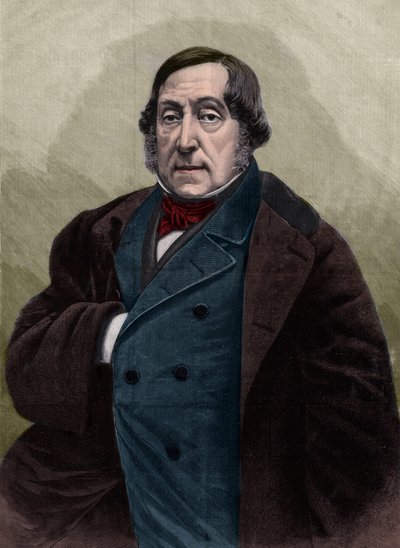 Retrato de Gioachino (Gioacchino) Rossini (1792-1868), gravura do compositor italiano após a fotografia de Nadar. de Gaspard Felix Tournachon Nadar